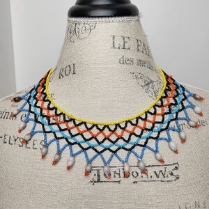 Vintage African Shell Bead Collar Necklace